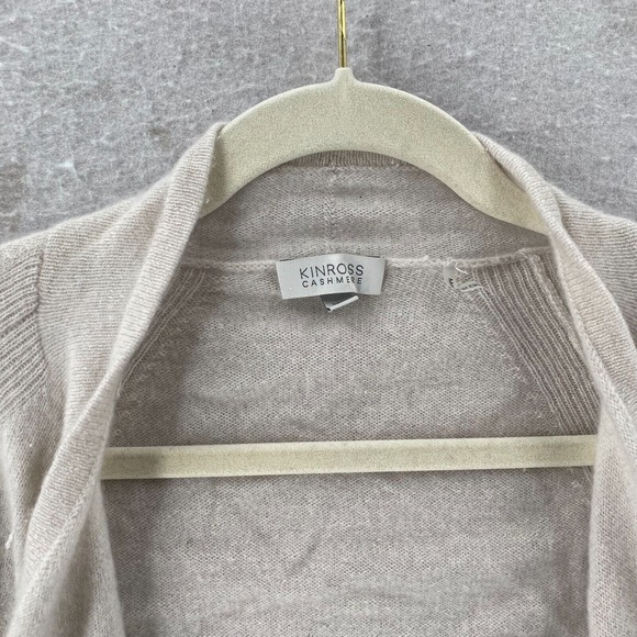 Kinross 100% Cashmere Cardigan Sweater Women XS Open Front Draped Ivory Coastal‎ - Picture 6 of 14